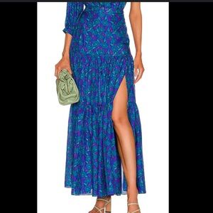 Veronica Beard Serence Silk Maxi Skirt Size 2 Feminine Tiered Floral Women Slit